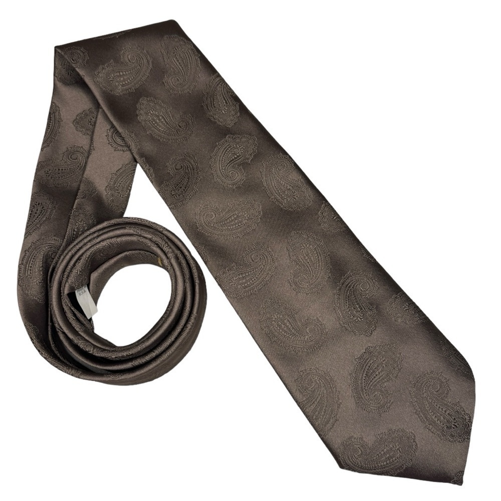 Wembley Paisley Taupe Brown necktie men’s tie Polysilk blend vintage
